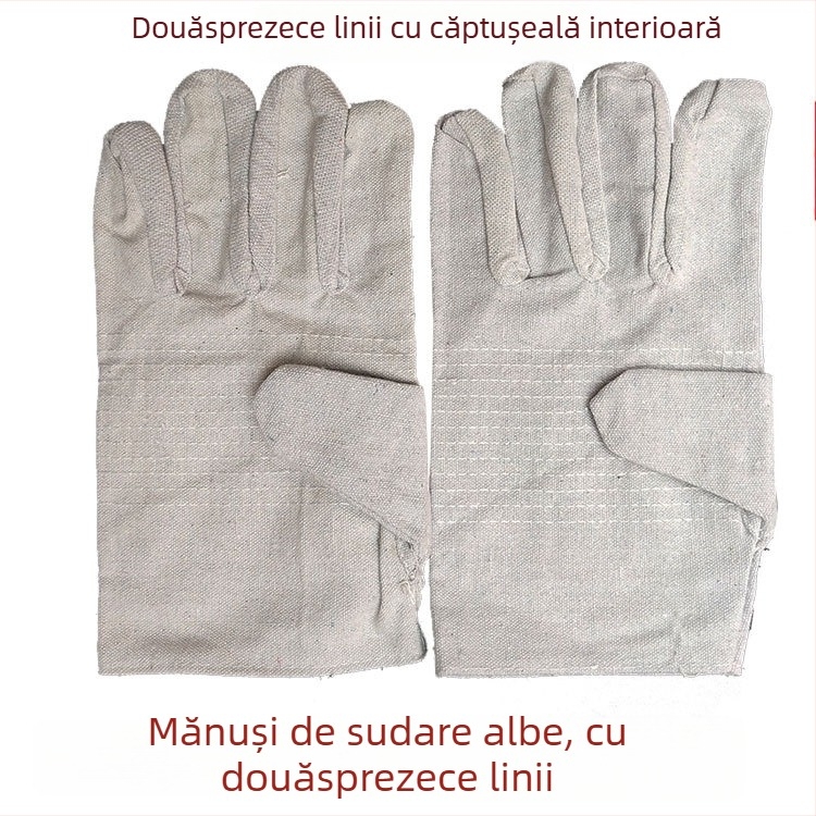 Mănuși de sudură din pânză, groase – pentru sudură cu gaz și arc; material: pânză; greutate ≈107 g