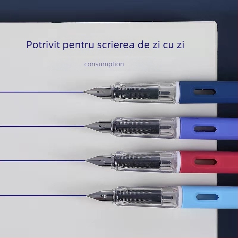 Set de stil caligrafic în stil chinezesc tradițional pentru elevi, pentru practică caligrafie, cu sistem sac de cerneală, vârf EF din oțel inoxidabil, carcasă din plastic, cutie cadou