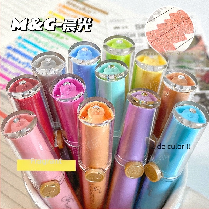 Marker cu parfum și vârf moale, model Apmv09c0, corp din plastic, neștergibil