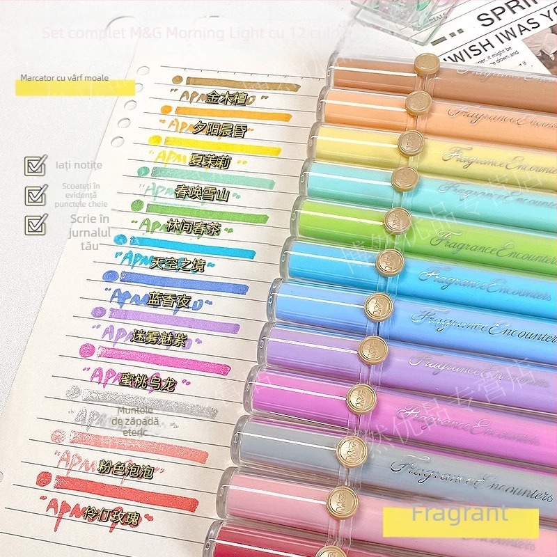 Marker cu parfum și vârf moale, model Apmv09c0, corp din plastic, neștergibil