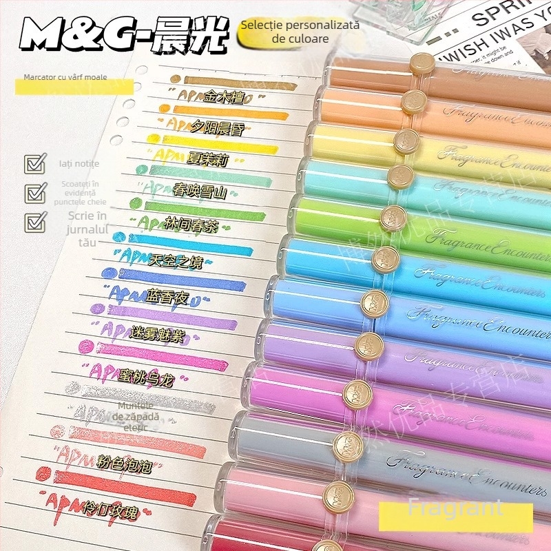 Marker cu parfum și vârf moale, model Apmv09c0, corp din plastic, neștergibil