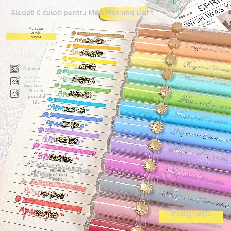 Marker cu parfum și vârf moale, model Apmv09c0, corp din plastic, neștergibil