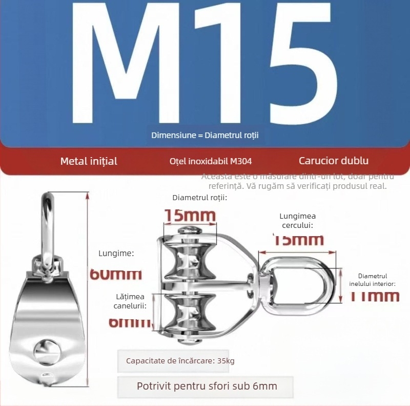 Start rola de ridicare din oțel inoxidabil 304 pentru uz marin, simplă și dublă
