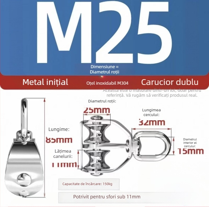 Start rola de ridicare din oțel inoxidabil 304 pentru uz marin, simplă și dublă