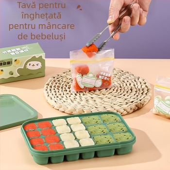 Tavă din silicon Ice Grid pentru hrana bebelușilor – demoldare ușoară, depozitare porționată