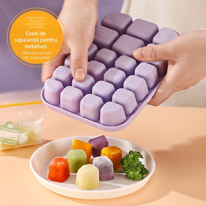 Tavă din silicon Ice Grid pentru hrana bebelușilor – demoldare ușoară, depozitare porționată