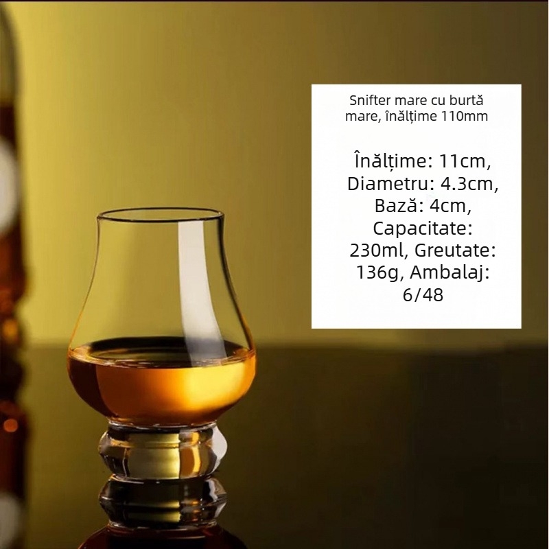 Pahar de vin din cristal, design în stil lalele, capacitate 101–200 ml, stil modern simplu, imprimare logo disponibilă, ambalat într-o cutie din carton