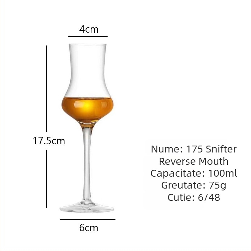 Pahar de vin din cristal, design în stil lalele, capacitate 101–200 ml, stil modern simplu, imprimare logo disponibilă, ambalat într-o cutie din carton