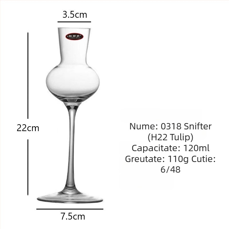 Pahar de vin din cristal, design în stil lalele, capacitate 101–200 ml, stil modern simplu, imprimare logo disponibilă, ambalat într-o cutie din carton