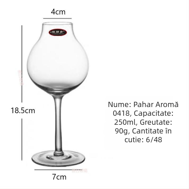 Pahar de vin din cristal, design în stil lalele, capacitate 101–200 ml, stil modern simplu, imprimare logo disponibilă, ambalat într-o cutie din carton
