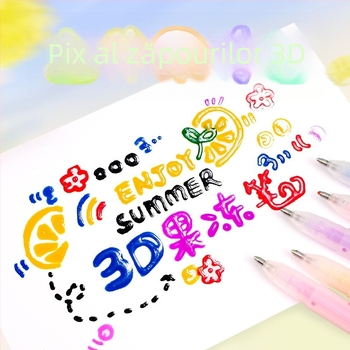 Set 3D pix gel – pix cu un singur cap, cerneală neștergibilă, corp din plastic, ambalaj în cutie, model YX-ZGDB