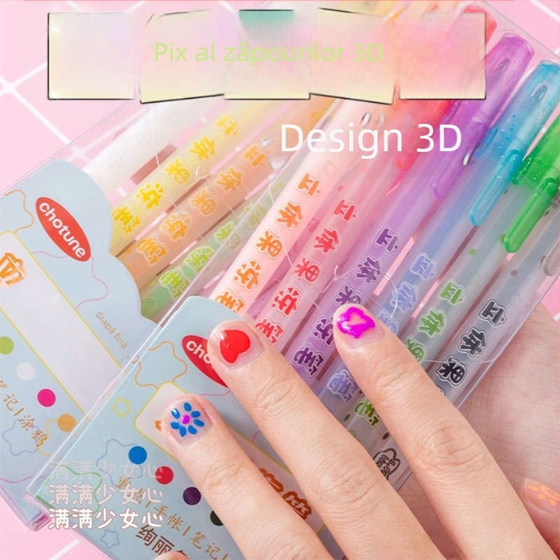Set 3D pix gel – pix cu un singur cap, cerneală neștergibilă, corp din plastic, ambalaj în cutie, model YX-ZGDB