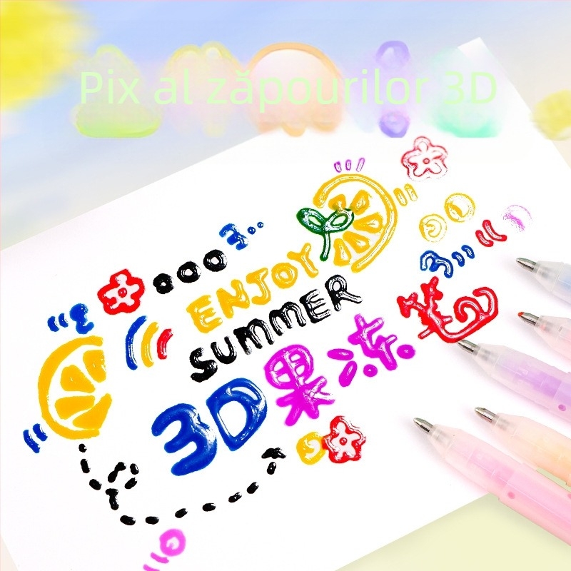 Set 3D pix gel – pix cu un singur cap, cerneală neștergibilă, corp din plastic, ambalaj în cutie, model YX-ZGDB