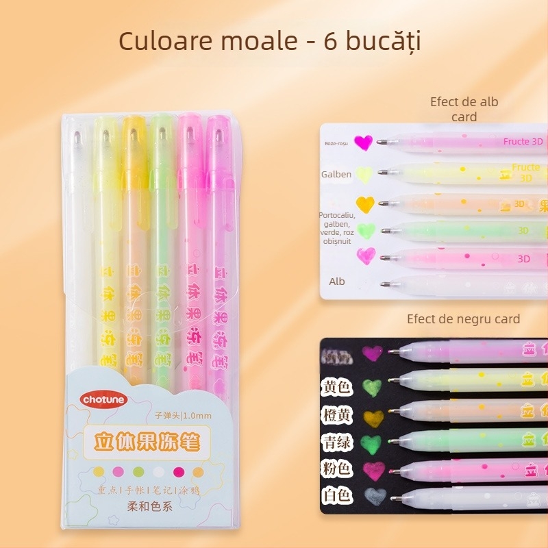 Set 3D pix gel – pix cu un singur cap, cerneală neștergibilă, corp din plastic, ambalaj în cutie, model YX-ZGDB