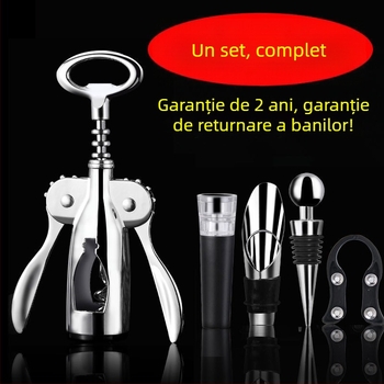 Deschizător de vin în formă de T, set multifuncțional pentru deschiderea sticlelor de vin și bere, material mixt, model KA265265+632