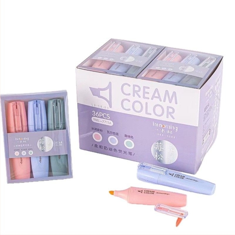 Set de markere fluorescente cu design drăguț de desene animate, carcasă din plastic, vârf unic, neștergibile, multicolor pentru planner