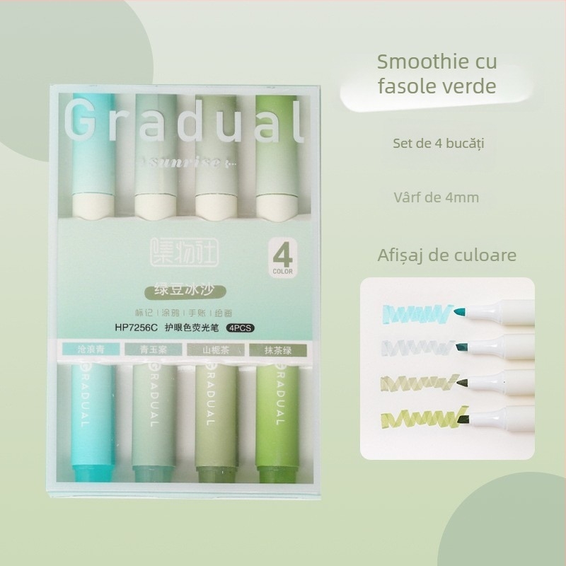 Set de markere fluorescente cu design drăguț de desene animate, carcasă din plastic, vârf unic, neștergibile, multicolor pentru planner