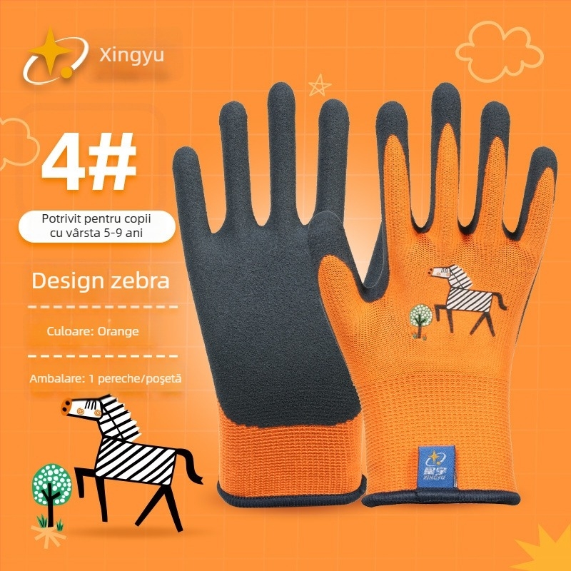 Mănuși pentru copii Xingyu, pentru grădinărit și muncă – protecție la muncă, antiderapante, anti-perforație, greutate 22–25 g pe pereche