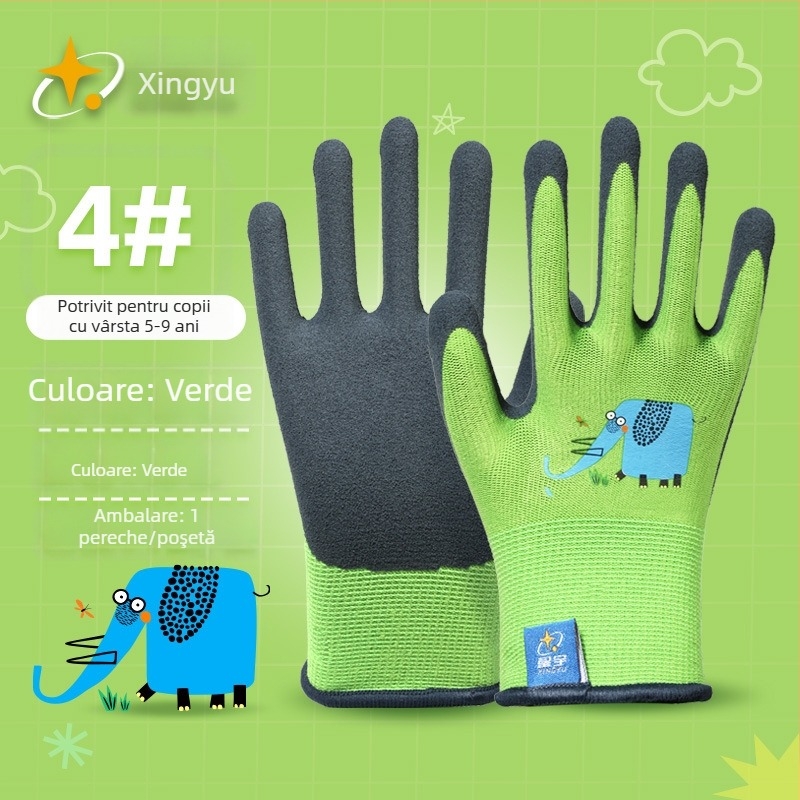 Mănuși pentru copii Xingyu, pentru grădinărit și muncă – protecție la muncă, antiderapante, anti-perforație, greutate 22–25 g pe pereche
