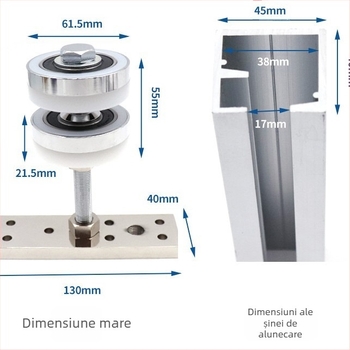 Rulment universal pentru uși din lemn – roată de agățare pentru uși glisante cu panouri multiple, sistem de șine groase, oțel inoxidabil, susține până la 180 kg, brand Ecrew Yigu