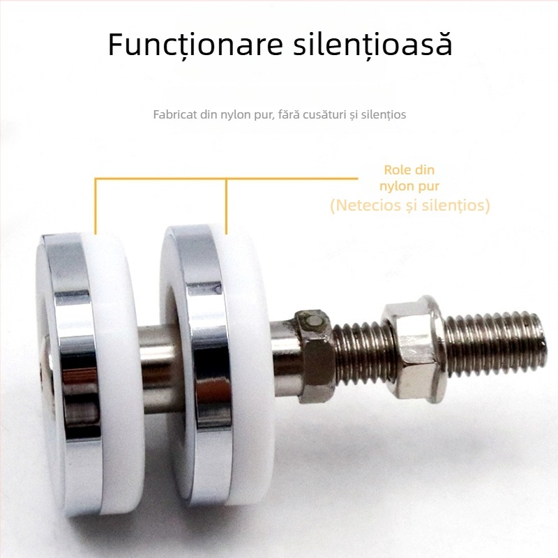 Rulment universal pentru uși din lemn – roată de agățare pentru uși glisante cu panouri multiple, sistem de șine groase, oțel inoxidabil, susține până la 180 kg, brand Ecrew Yigu