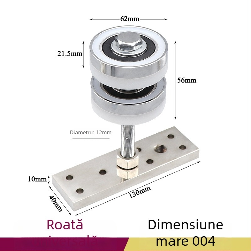 Rulment universal pentru uși din lemn – roată de agățare pentru uși glisante cu panouri multiple, sistem de șine groase, oțel inoxidabil, susține până la 180 kg, brand Ecrew Yigu