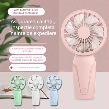 Ventilator USB de mână cu baterie încorporată, motor cu perii, 6 palete, 3 trepte de viteză, personalizare logo