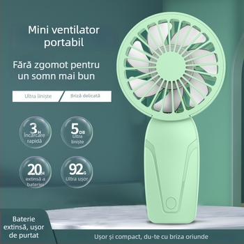 Ventilator USB de mână cu baterie încorporată, motor cu perii, 6 palete, 3 trepte de viteză, personalizare logo