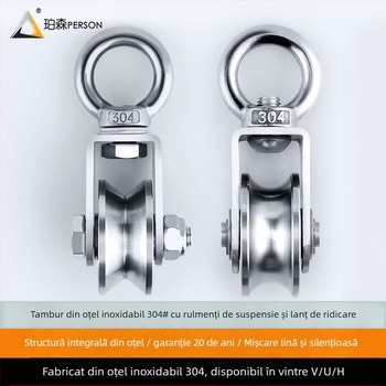 Rola de suspensie din oțel inoxidabil 304 pentru cablu de oțel, roată simplă cu capacitate de încărcare