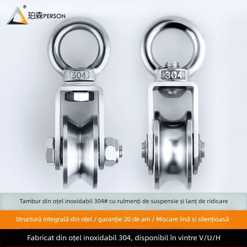 Rola de suspensie din oțel inoxidabil 304 pentru cablu de oțel, roată simplă cu capacitate de încărcare