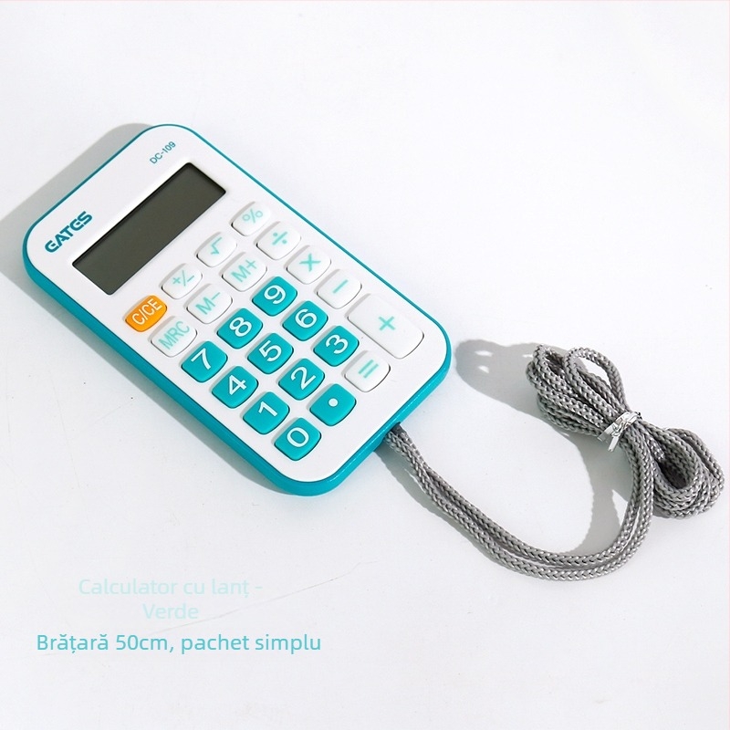 Calculator portabil în tema morcov, silențios, pentru elevi din învățământul primar, afișaj 12 cifre, alimentat cu baterie AA.