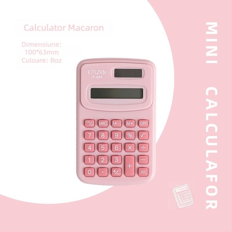 Calculator portabil în tema morcov, silențios, pentru elevi din învățământul primar, afișaj 12 cifre, alimentat cu baterie AA.