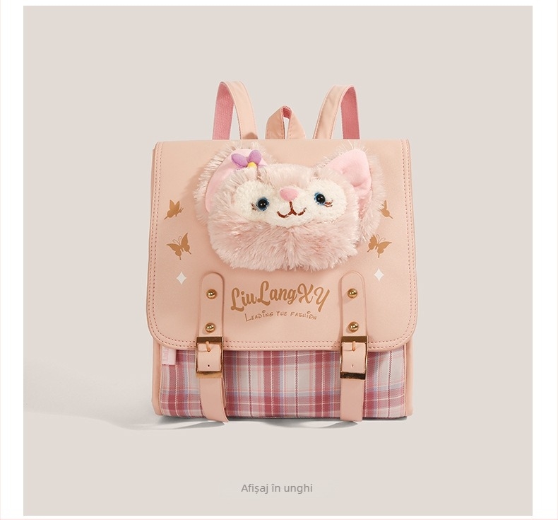 Rucsac din pânză în stil Fresh and Sweet, capacitate mare, închidere cu fermoar, buzunar interior cu fermoar (Material: Pânză; Stil: Fresh and Sweet; Deschidere: Fermoar; Buzunar interior: Cu fermoar; Capacitate: Mare)