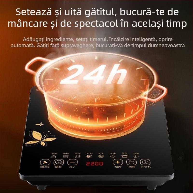 Plită cu inducție inteligentă, 2200W, 220V, rezistentă la apă, model XDW-2200