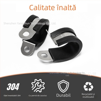 Colier pentru furtun din oțel inoxidabil 304, în formă R, cu amortizor din cauciuc și izolație, pentru țevi și cabluri, Yang Shun