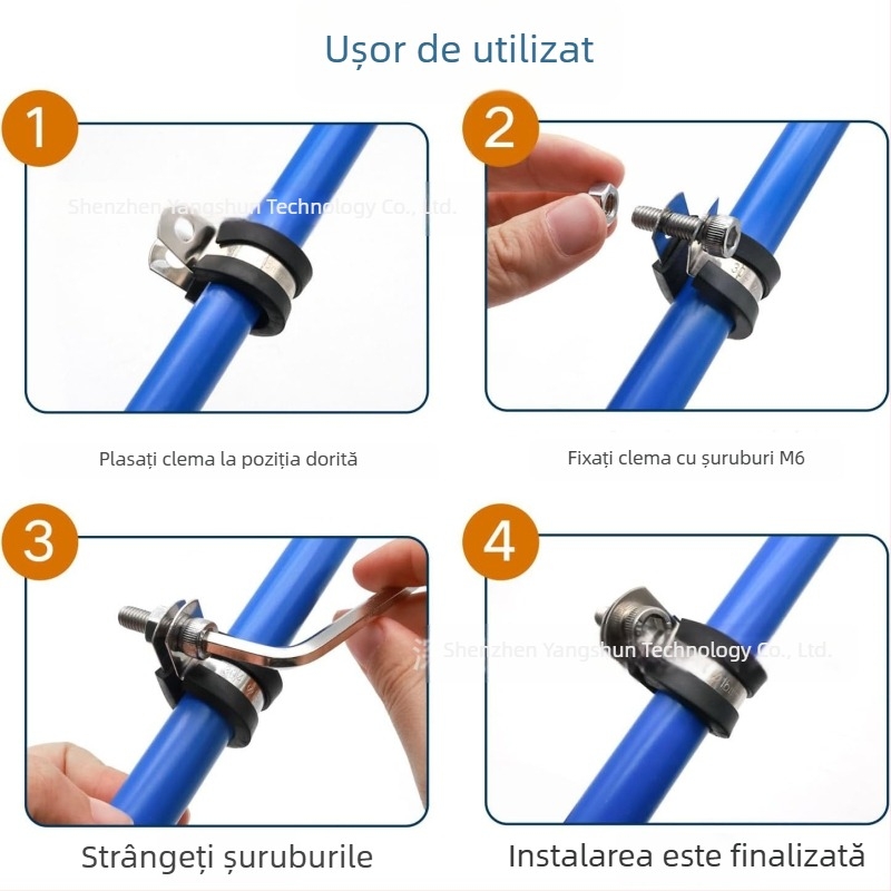 Colier pentru furtun din oțel inoxidabil 304, în formă R, cu amortizor din cauciuc și izolație, pentru țevi și cabluri, Yang Shun