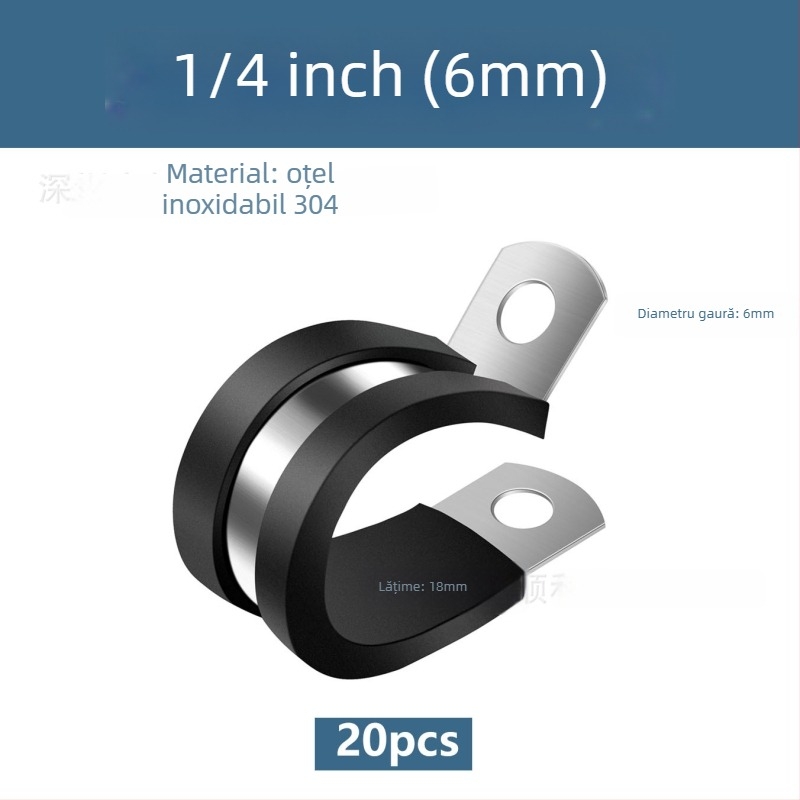 Colier pentru furtun din oțel inoxidabil 304, în formă R, cu amortizor din cauciuc și izolație, pentru țevi și cabluri, Yang Shun