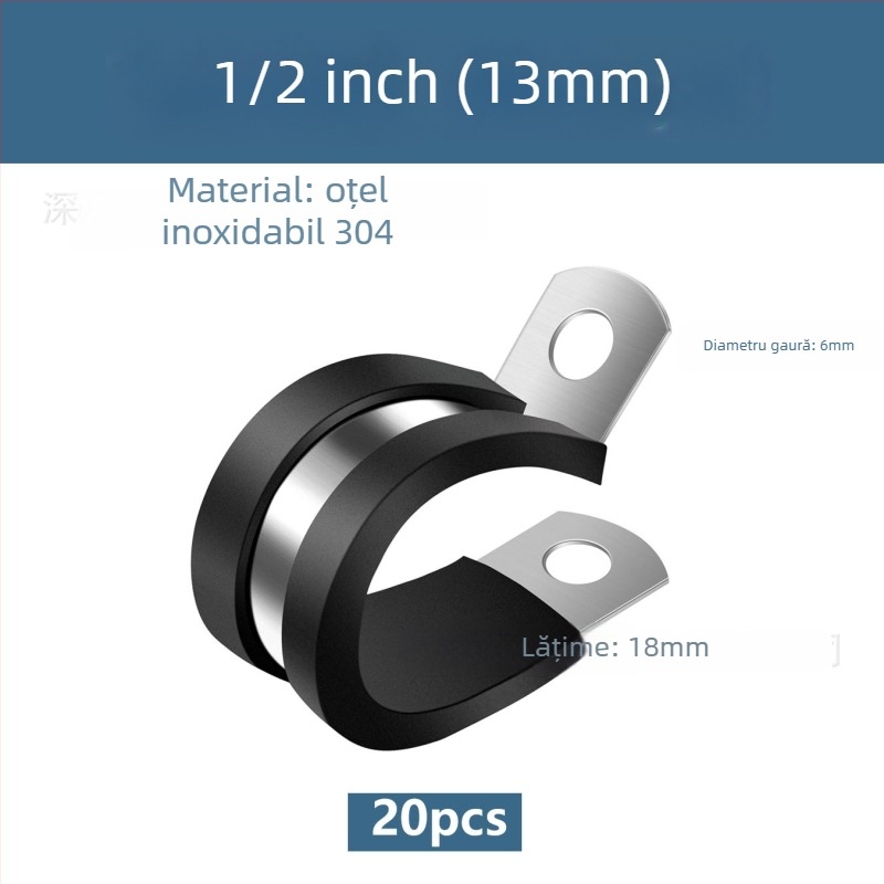 Colier pentru furtun din oțel inoxidabil 304, în formă R, cu amortizor din cauciuc și izolație, pentru țevi și cabluri, Yang Shun