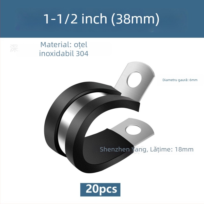 Colier pentru furtun din oțel inoxidabil 304, în formă R, cu amortizor din cauciuc și izolație, pentru țevi și cabluri, Yang Shun