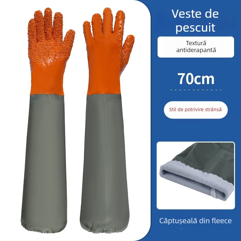 Mănuși de lucru din PVC impermeabile, cu căptușeală din catifea – rezistente la ulei, antiderapante, rezistente la perforare