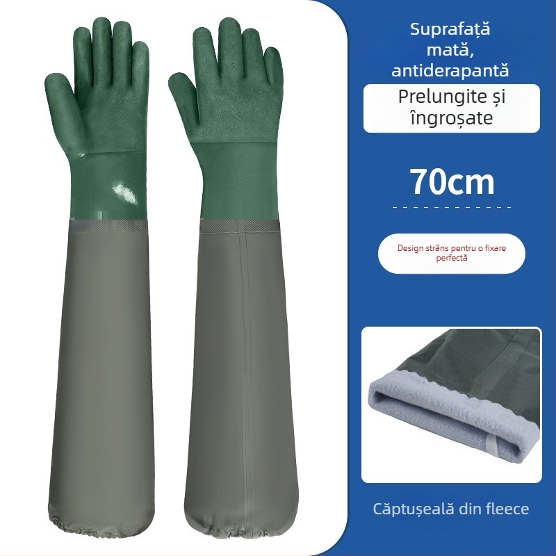 Mănuși de lucru din PVC impermeabile, cu căptușeală din catifea – rezistente la ulei, antiderapante, rezistente la perforare