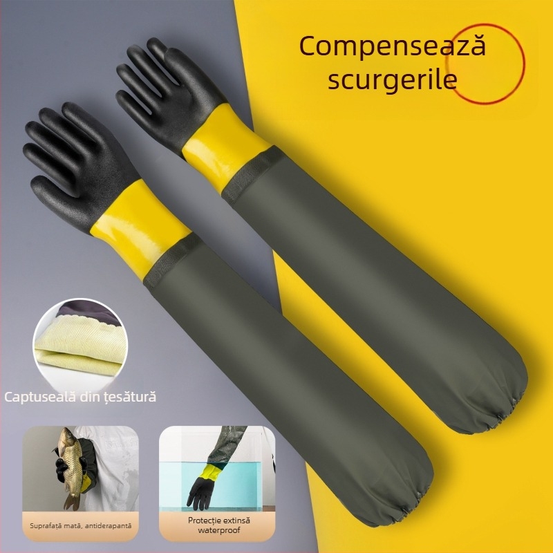 Mănuși de lucru din PVC impermeabile, cu căptușeală din catifea – rezistente la ulei, antiderapante, rezistente la perforare