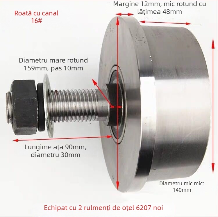 Roată cu canelură în formă de T din oțel, unipuls, pentru ridicarea scării de încărcături pe șină canală din oțel, cu canelură conică, roată de șină — Sincere Quality