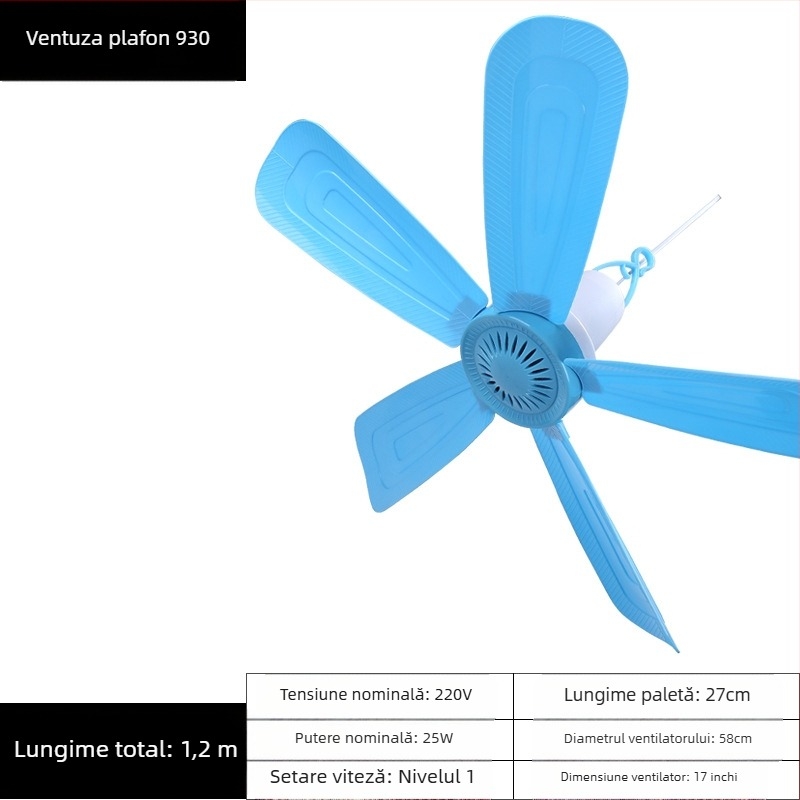 Ventilator mic de tavan pentru cămin – alimentare AC, 220V, 10W, zgomot 36–45 dB, potrivit pentru spații până la 10 m²