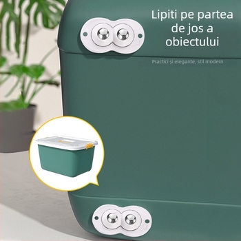 Elaborate 4 role universale, montaj fără găuri, cu adeziv, Tip A, pentru coșuri de gunoi, cutii de depozitare, ghivece, noptiere