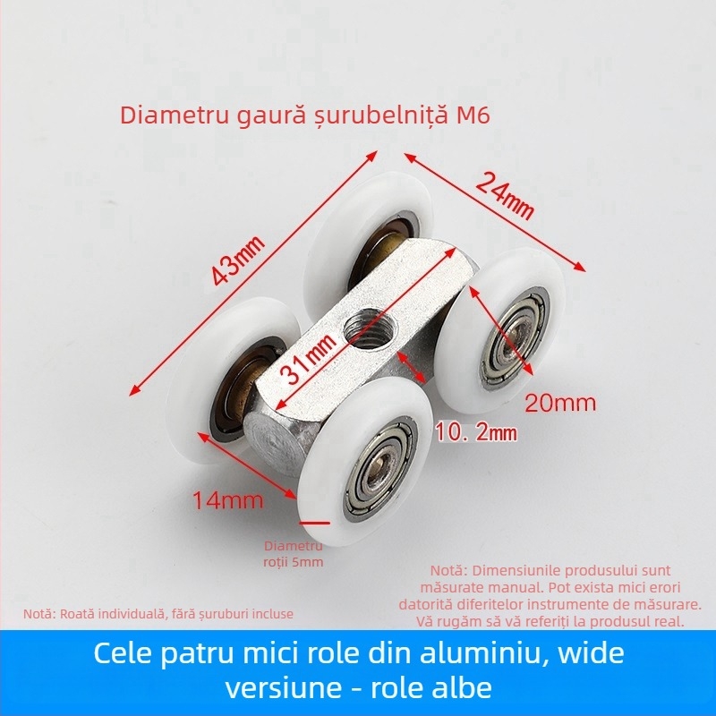 Rulment pentru duș cu ușă glisantă din sticlă - roată din oțel lărgită, hardware de compartimentare (Domeniu de aplicare: Altul; Brand: Altul)