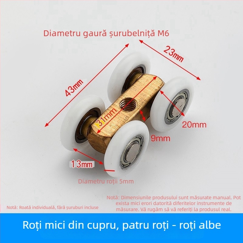 Rulment pentru duș cu ușă glisantă din sticlă - roată din oțel lărgită, hardware de compartimentare (Domeniu de aplicare: Altul; Brand: Altul)