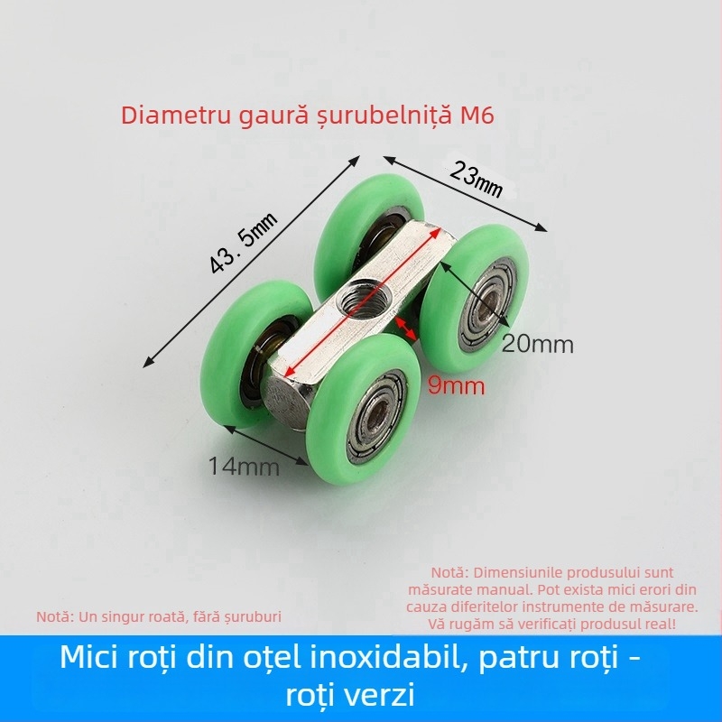 Rulment pentru duș cu ușă glisantă din sticlă - roată din oțel lărgită, hardware de compartimentare (Domeniu de aplicare: Altul; Brand: Altul)