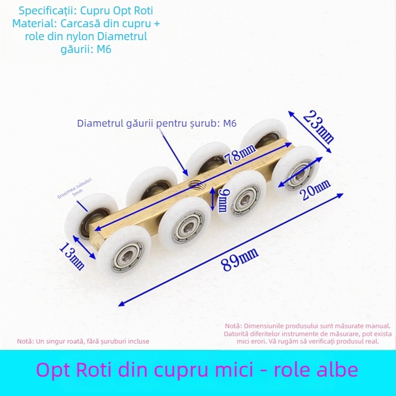 Rulment pentru duș cu ușă glisantă din sticlă - roată din oțel lărgită, hardware de compartimentare (Domeniu de aplicare: Altul; Brand: Altul)