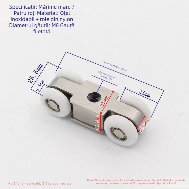 Rulment pentru duș cu ușă glisantă din sticlă - roată din oțel lărgită, hardware de compartimentare (Domeniu de aplicare: Altul; Brand: Altul)